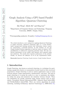 Graph Analysis Using a GPU-based Parallel Algorithm: Quantum Clustering