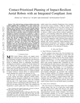 Contact-Prioritized Planning of Impact-Resilient Aerial Robots with an
  Integrated Compliant Arm