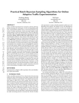 Practical Batch Bayesian Sampling Algorithms for Online Adaptive Traffic
  Experimentation