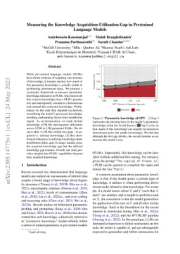 Measuring the Knowledge Acquisition-Utilization Gap in Pretrained
  Language Models