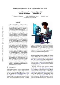 Anthropomorphization of AI: Opportunities and Risks