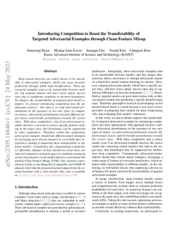 Introducing Competition to Boost the Transferability of Targeted
  Adversarial Examples through Clean Feature Mixup