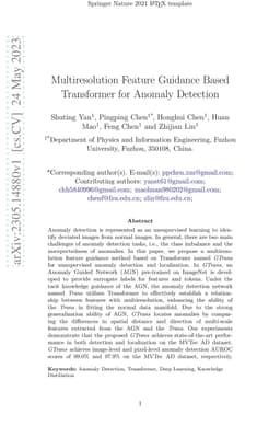 Multiresolution Feature Guidance Based Transformer for Anomaly Detection