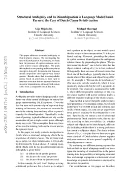 Structural Ambiguity and its Disambiguation in Language Model Based
  Parsers: the Case of Dutch Clause Relativization