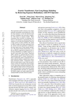 Fourier Transformer: Fast Long Range Modeling by Removing Sequence Redundancy with FFT Operator