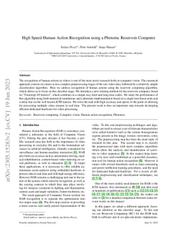 High Speed Human Action Recognition using a Photonic Reservoir Computer