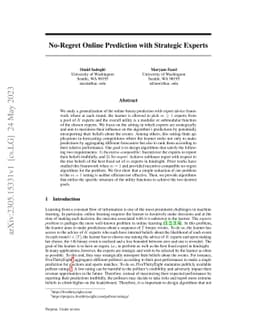 No-Regret Online Prediction with Strategic Experts