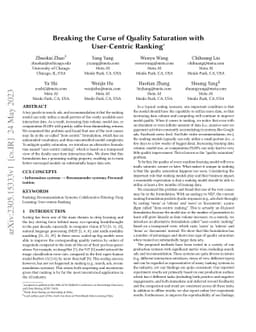 Breaking the Curse of Quality Saturation with User-Centric Ranking