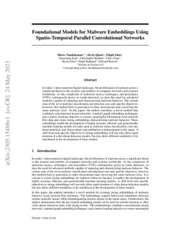 Foundational Models for Malware Embeddings Using Spatio-Temporal
  Parallel Convolutional Networks