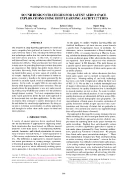 Sound Design Strategies for Latent Audio Space Explorations Using Deep
  Learning Architectures