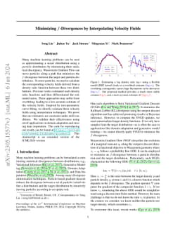 Minimizing $f$-Divergences by Interpolating Velocity Fields