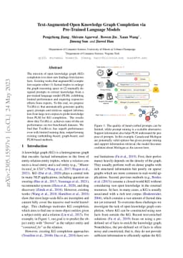 Text-Augmented Open Knowledge Graph Completion via Pre-Trained Language
  Models