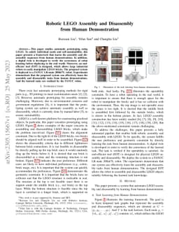 Robotic LEGO Assembly and Disassembly from Human Demonstration