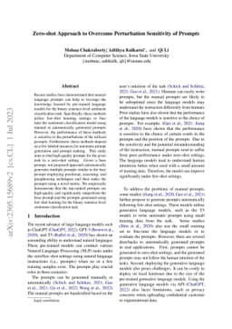 Zero-shot Approach to Overcome Perturbation Sensitivity of Prompts