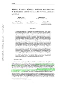 Asking Before Acting: Gather Information in Embodied Decision Making
  with Language Models