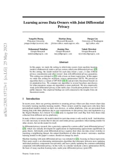 Learning across Data Owners with Joint Differential Privacy