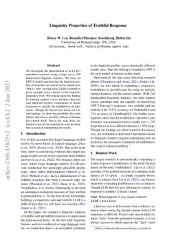 Linguistic Properties of Truthful Response