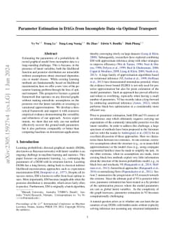 Parameter Estimation in DAGs from Incomplete Data via Optimal Transport