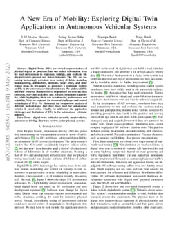 A New Era of Mobility: Exploring Digital Twin Applications in Autonomous
  Vehicular Systems
