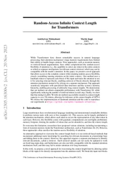 Landmark Attention: Random-Access Infinite Context Length for
  Transformers