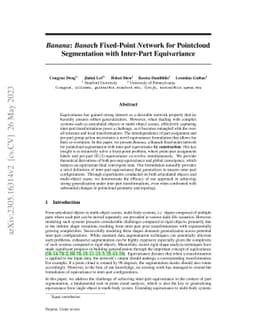 Banana: Banach Fixed-Point Network for Pointcloud Segmentation with
  Inter-Part Equivariance