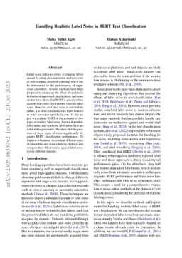 Handling Realistic Label Noise in BERT Text Classification