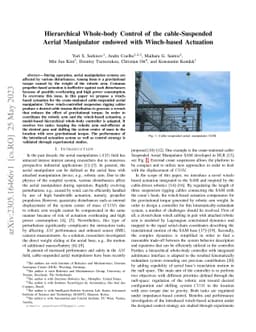 Hierarchical Whole-body Control of the cable-Suspended Aerial
  Manipulator endowed with Winch-based Actuation