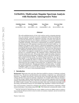 SAMoSSA: Multivariate Singular Spectrum Analysis with Stochastic
  Autoregressive Noise