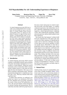 NLP Reproducibility For All: Understanding Experiences of Beginners