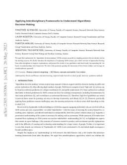 Applying Interdisciplinary Frameworks to Understand Algorithmic
  Decision-Making