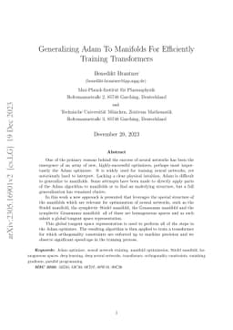 Generalizing Adam to Manifolds for Efficiently Training Transformers