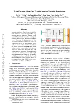 TranSFormer: Slow-Fast Transformer for Machine Translation