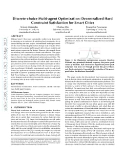 Discrete-choice Multi-agent Optimization: Decentralized Hard Constraint
  Satisfaction for Smart Cities