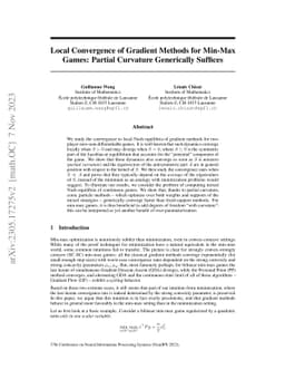 Local Convergence of Gradient Methods for Min-Max Games: Partial
  Curvature Generically Suffices