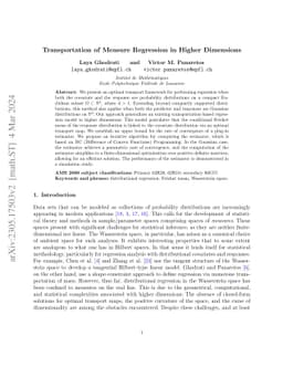 Transportation of Measure Regression in Higher Dimensions