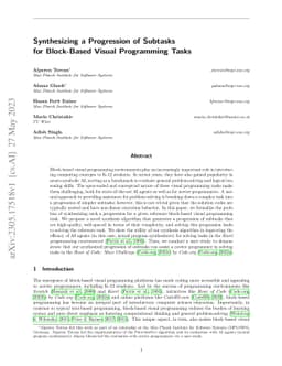 Synthesizing a Progression of Subtasks for Block-Based Visual
  Programming Tasks