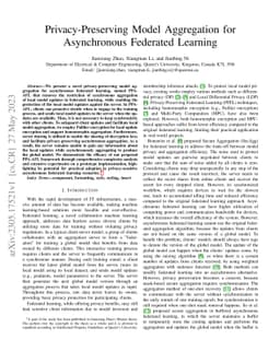 Privacy-Preserving Model Aggregation for Asynchronous Federated Learning