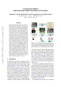 Learning from Children: Improving Image-Caption Pretraining via
  Curriculum