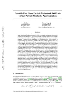 Provably Fast Finite Particle Variants of SVGD via Virtual Particle
  Stochastic Approximation