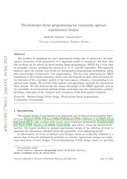 Mixed-integer linear programming for computing optimal experimental
  designs