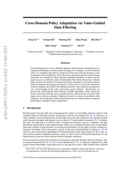 Cross-Domain Policy Adaptation via Value-Guided Data Filtering