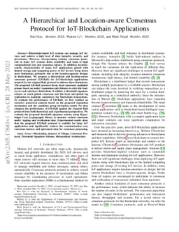 A Hierarchical and Location-aware Consensus Protocol for IoT-Blockchain
  Applications