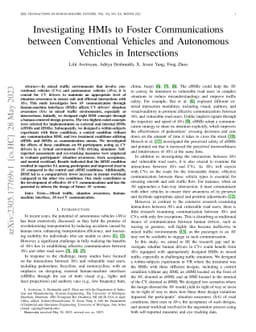 Investigating HMIs to Foster Communications between Conventional
  Vehicles and Autonomous Vehicles in Intersections