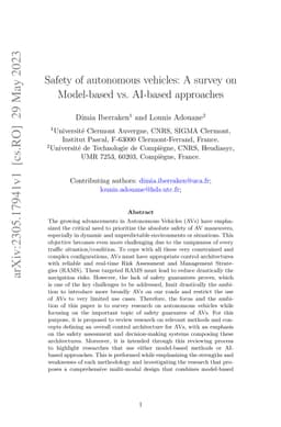 Safety of autonomous vehicles: A survey on Model-based vs. AI-based
  approaches