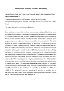 The mechanism underlying successful deep learning