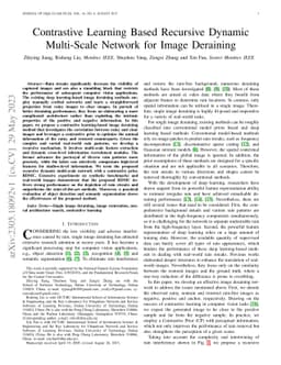 Contrastive Learning Based Recursive Dynamic Multi-Scale Network for
  Image Deraining