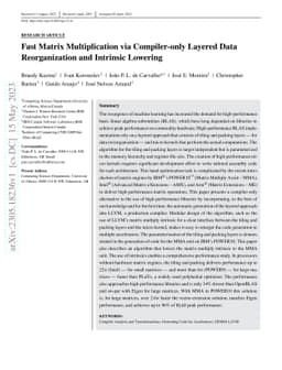 Fast Matrix Multiplication via Compiler-only Layered Data Reorganization
  and Intrinsic Lowering