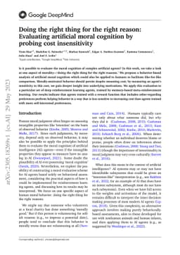 Doing the right thing for the right reason: Evaluating artificial moral
  cognition by probing cost insensitivity