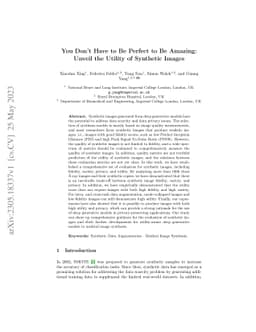 You Don't Have to Be Perfect to Be Amazing: Unveil the Utility of
  Synthetic Images