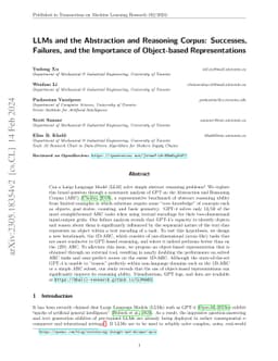 LLMs and the Abstraction and Reasoning Corpus: Successes, Failures, and
  the Importance of Object-based Representations